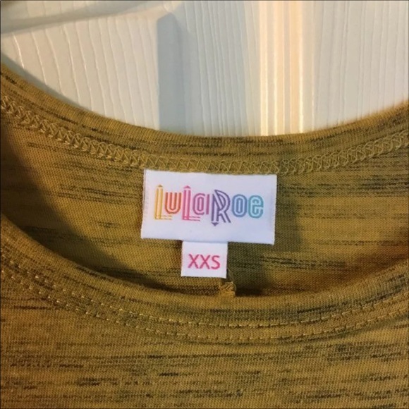 NWT Lularoe Micro-Striped Mustard Carly Dress - Picture 4 of 4